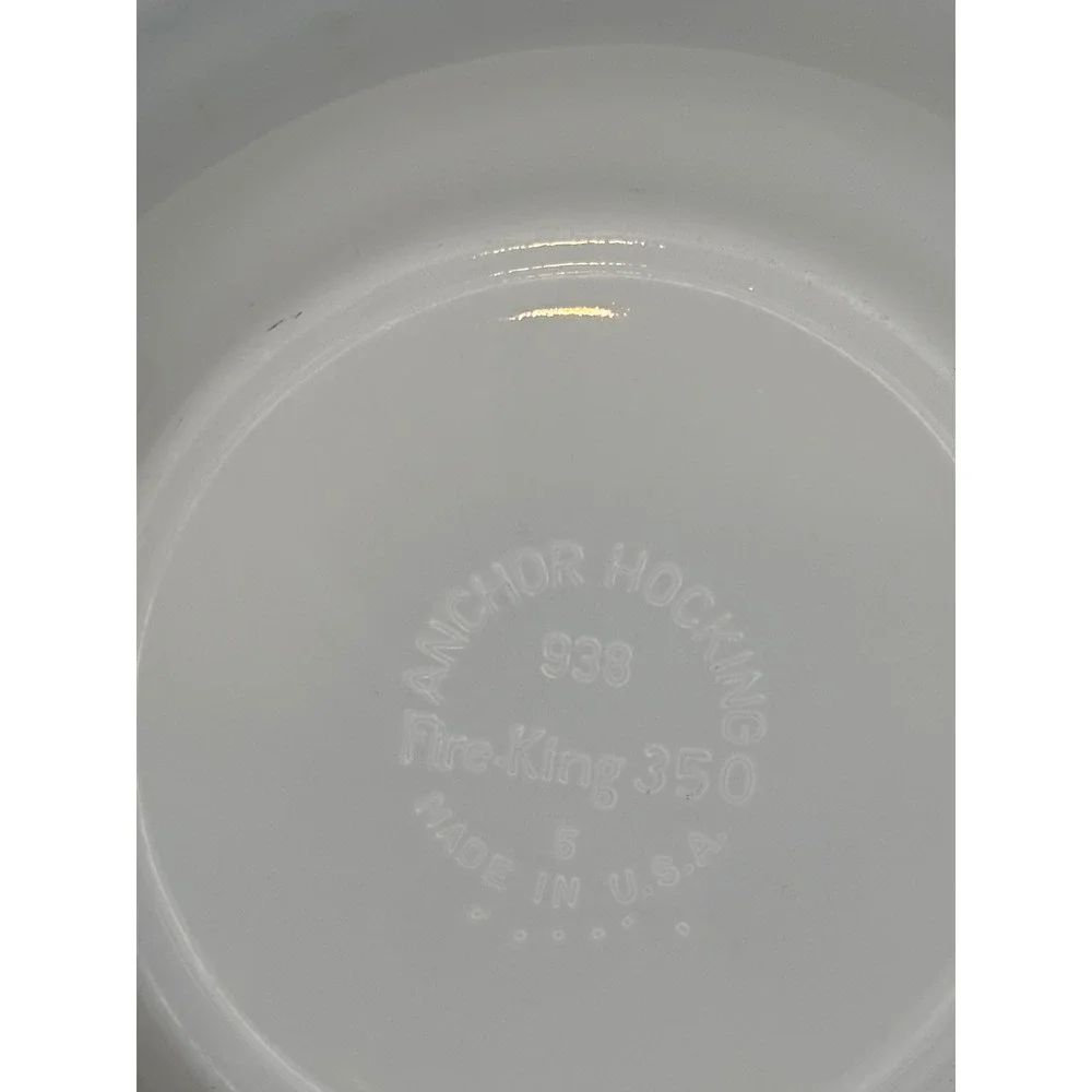 VintAnchor Hocking Fire-King 350 Milk Glass Mixing Bowl Blue Bands 938 USA